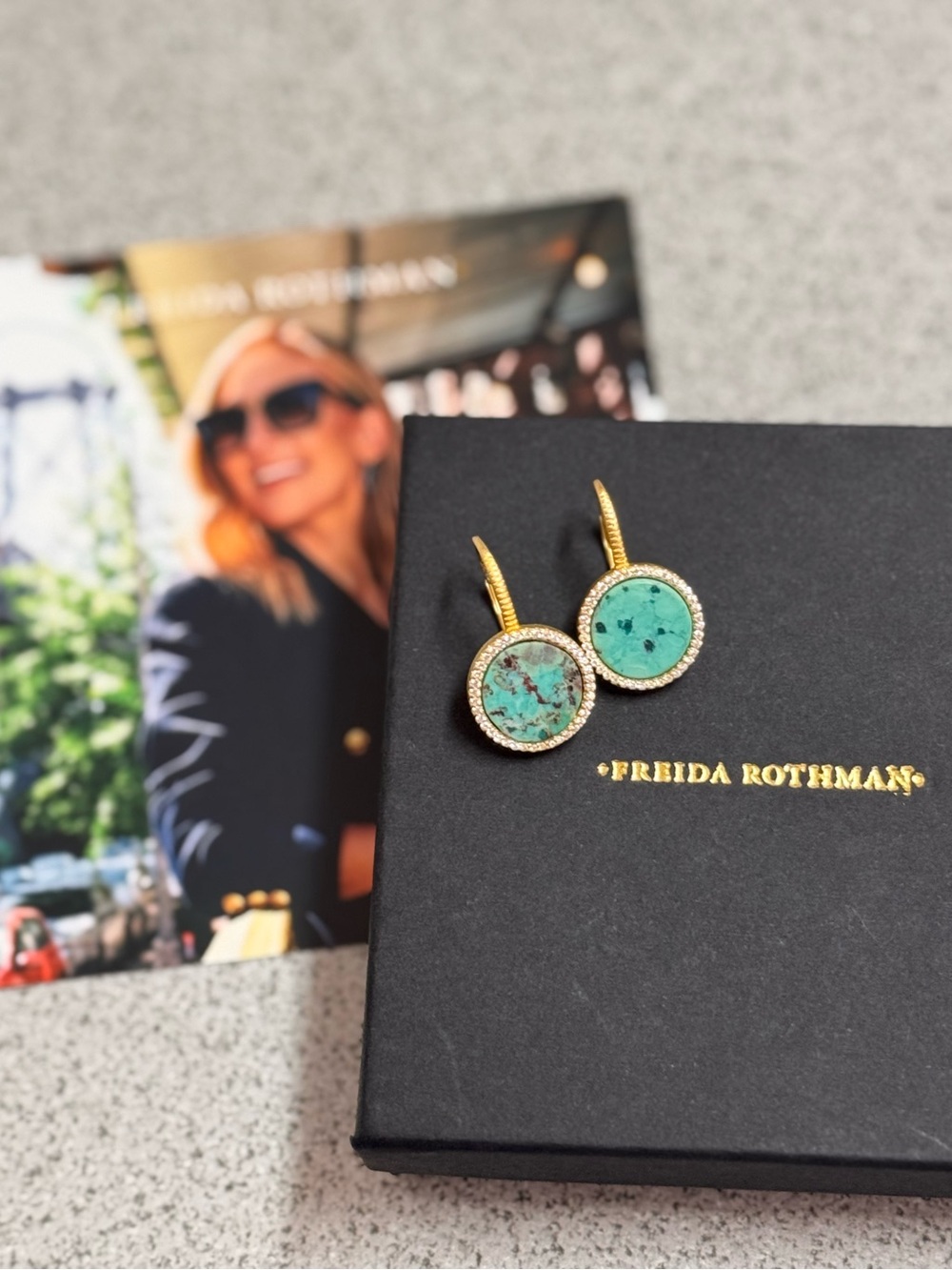 Freida Rothman Brooklyn Aqua Azure Leverback Earrings
